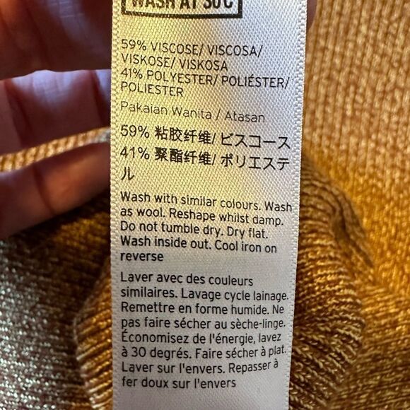 TOPSHOP Women's Ribbed Mock Neck Long Sleeve Sweater Mustard Gold Size 8 - Picture 8 of 8